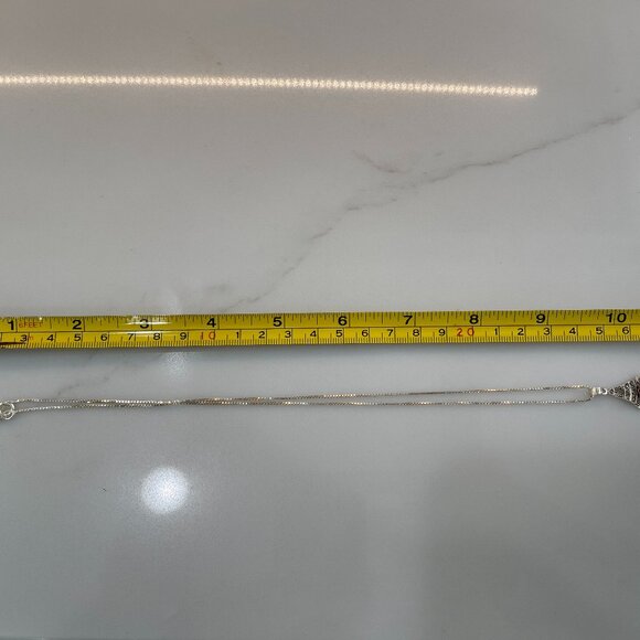 Vtg. Solid 925 Marcasite Pendant w Natural Ruby on a Solid Sterling Box Chain - Picture 16 of 16